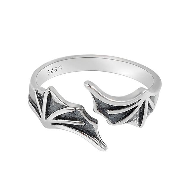 Punk Ancient Silver Bat Ring Personalized Popular Men and Women Fashion Jewellery Animal Rings Adjustable Opening