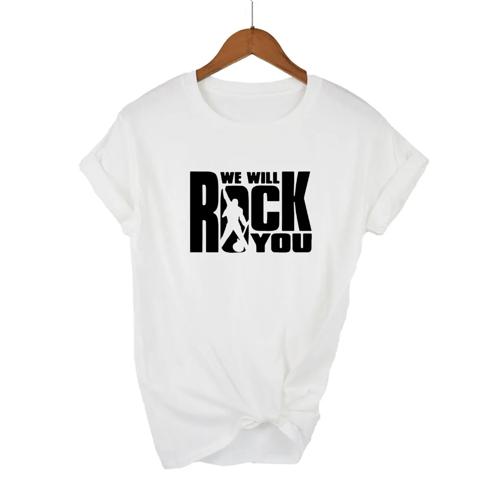 We Will Rock You Женская Футболка Летний стиль королева рок группа футболка короткий