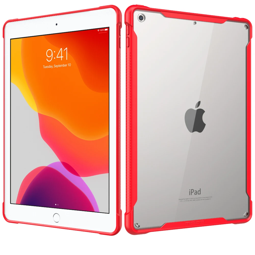 Red Чехол MoKo для нового iPad 10,2, не царапающийся Прозрачный Жесткий ПК задний и амортизирующий гибкий ТПУ Мягкий Бампер Тонкий - Цвет: Red