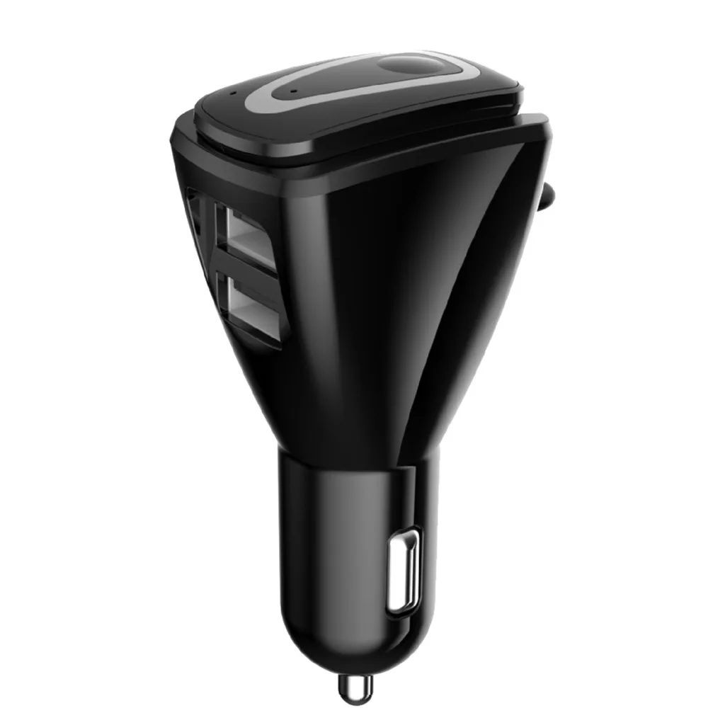 Portable Dual Use One To Two USB Car Kit Charger Handsfree BT 5 0 Headphones Car Charger Adapter Cigarette Lighter Power