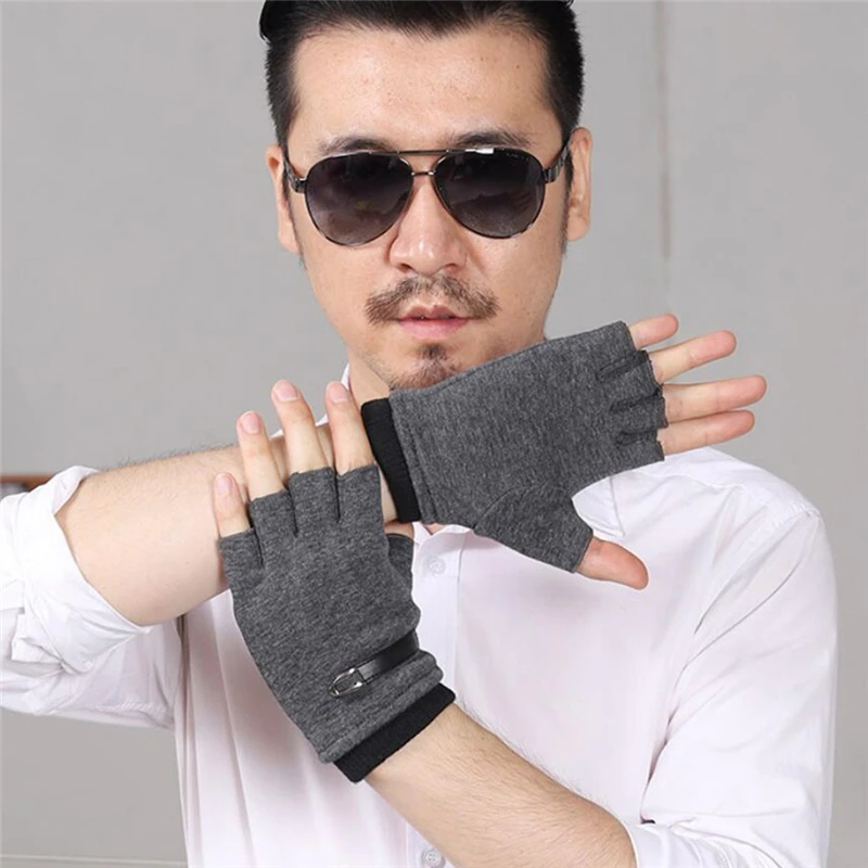 Men Women Winter Keep Warm Plus Velvet Thicken Thin Outdoor Sports Climb Cycling Drive Fitness Half Finger Tactical Gloves