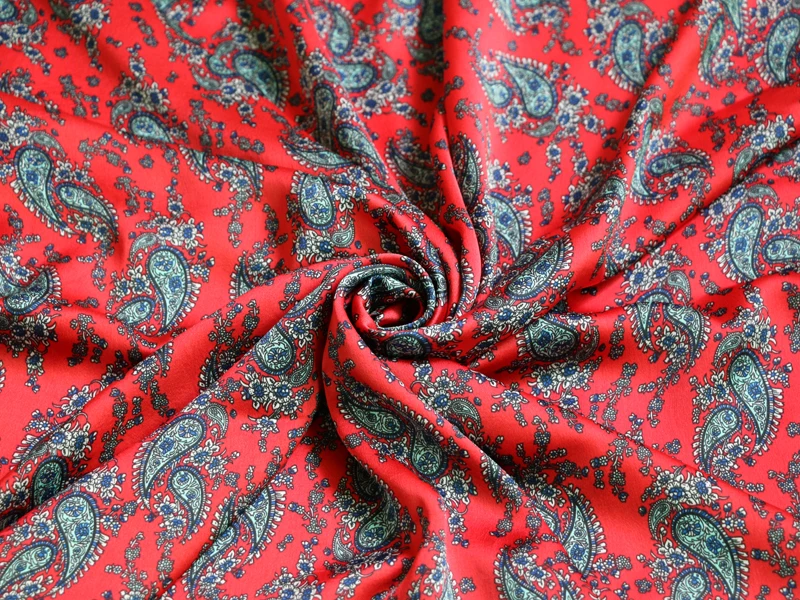 Мягкий Шелковый креп атласной ткани Шармез Tetxiles имитирующего шелк ткань этнические Пейсли ткань