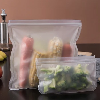 Konco – sac de conservation des aliments en Silicone réutilisable, sac de réfrigérateur et de congélateur, sacs étanches à fermeture éclair, organisateur de cuisine, emballage de conservation des frais 1