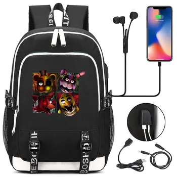 

Anime Five Nights At Freddy Student USB Charging Laptop Backpack Women Men Daily Travel Backpack Kid Teenager College Backpack