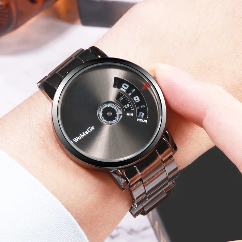 WoMaGe Brand Turntable Men's Watch Fashion Men Watches Luxury Full Steel WristWatch Male Date Clock Saat Relogio Masculino