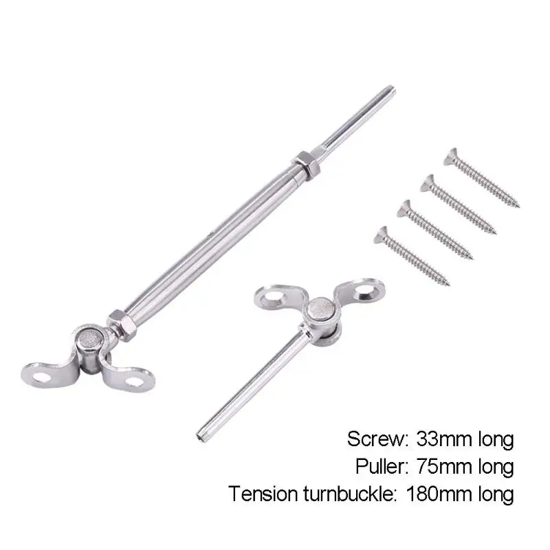 5pcs Stainless Steel Deck Cable Track Kit for Wood Posts Turnbuckle Screws