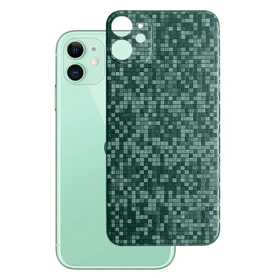 3D наклейка на заднюю панель из углеродного волокна, Защитная пленка для экрана для iPhone 11 Pro Max, защитное полное покрытие, квадратная текстура, не закаленное стекло - Цвет: Green (2)