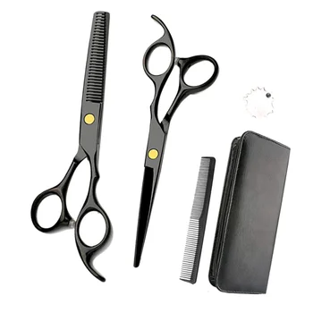 

1 Set 5pcs Professional Hair Cutting Scissor Hair Shearing Flat Teeth Scissors Hairdressing Scissors Tool (Black)