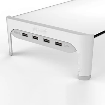 

Desktop Monitor Notebook Laptop Stand Space Bar Non-slip Desk Riser with 4 ports USB Hub Data Transmission and Fast Charger