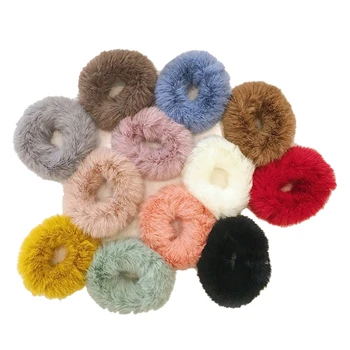 

Scrunchies, Cable Ties, 12 Pieces Different Colors Hair Band Cable Band For Girls Women faux fur hair accessories