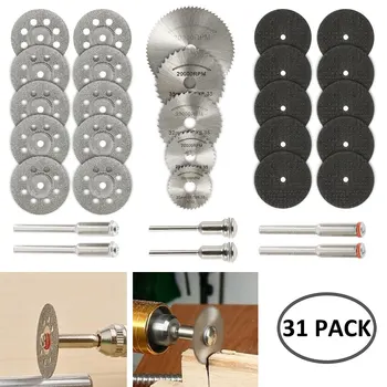 

31 Pcs/set Mini Diamond Cutting Wheels HSS Circular Saw Blade Rotary Woodworking Tools for Dremel Drill Rotary Tool Accessories