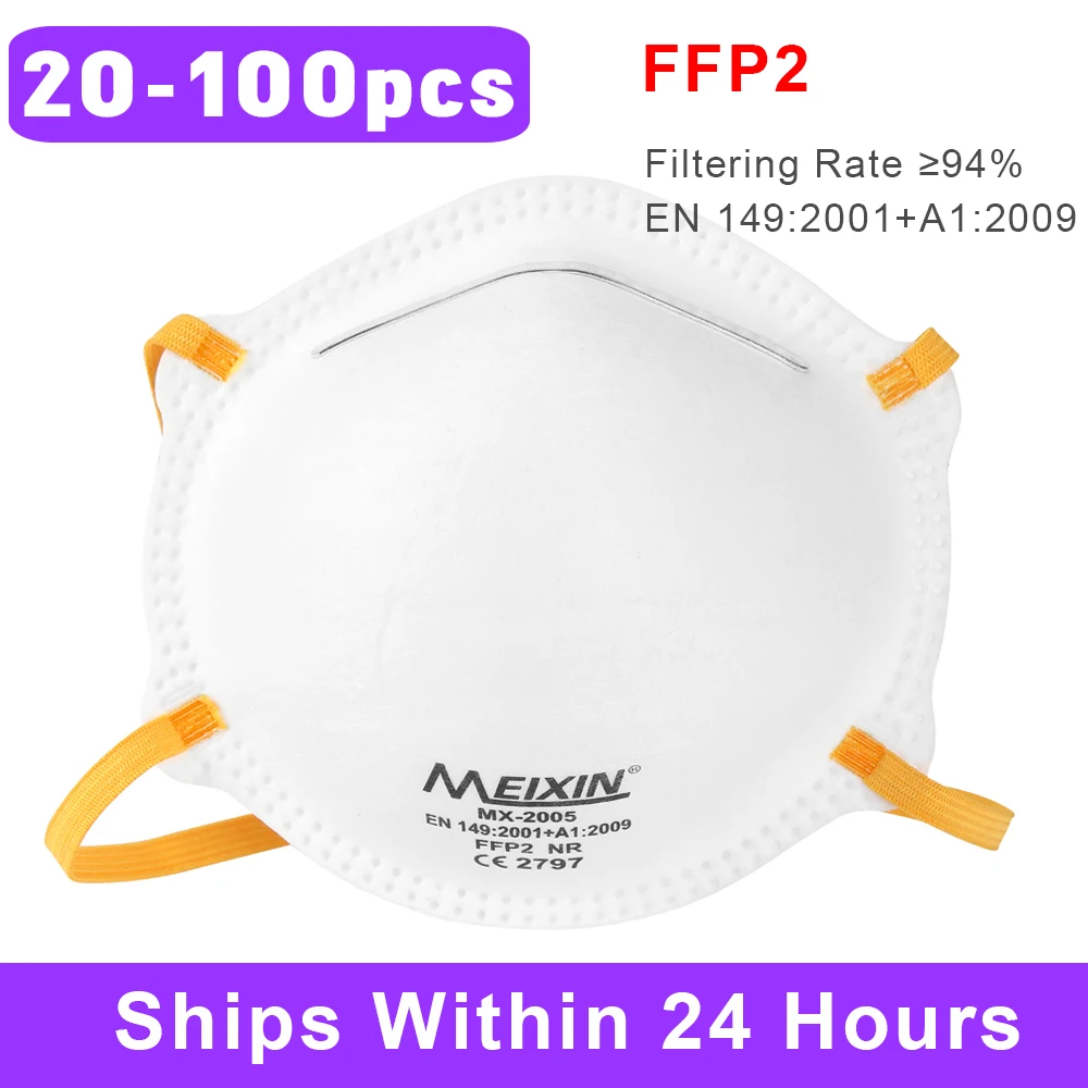 

FFP2 Mask Cup Type 3-layer Mascarillas Breathable Face Dust Mask Respirator Non-woven Mask without Valve as KN95 KF94 Mask