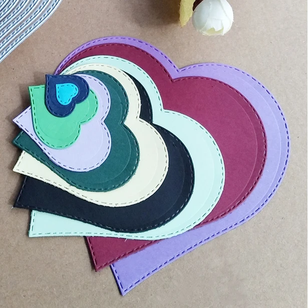 Troqueles de corte de metal con corazones, plantilla de bricolaje, álbum de recortes, grabado, álbum de tarjetas de papel, corte artesanal, 10 Uds.