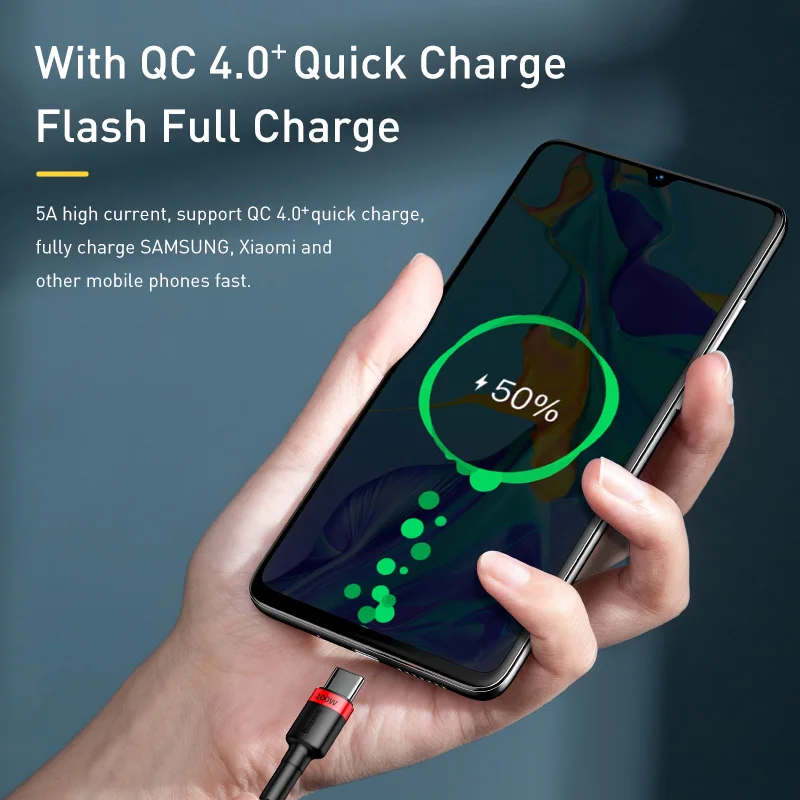 Кабель Baseus с USB C на Type для MacBook Pro быстрая зарядка 4 0 PD 100 Вт Samsung Xiaomi mi 10 зарядный