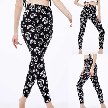 

Womens Holloween Skull Print Leggings Sports Gym Yo-ga Fitness Athletic pants women женские штаны