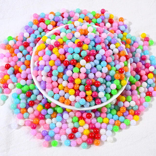 Perles multicolores en plastique, 100g, 3/4/5/6/8mm, pour maison de poupée,  accessoires, faux