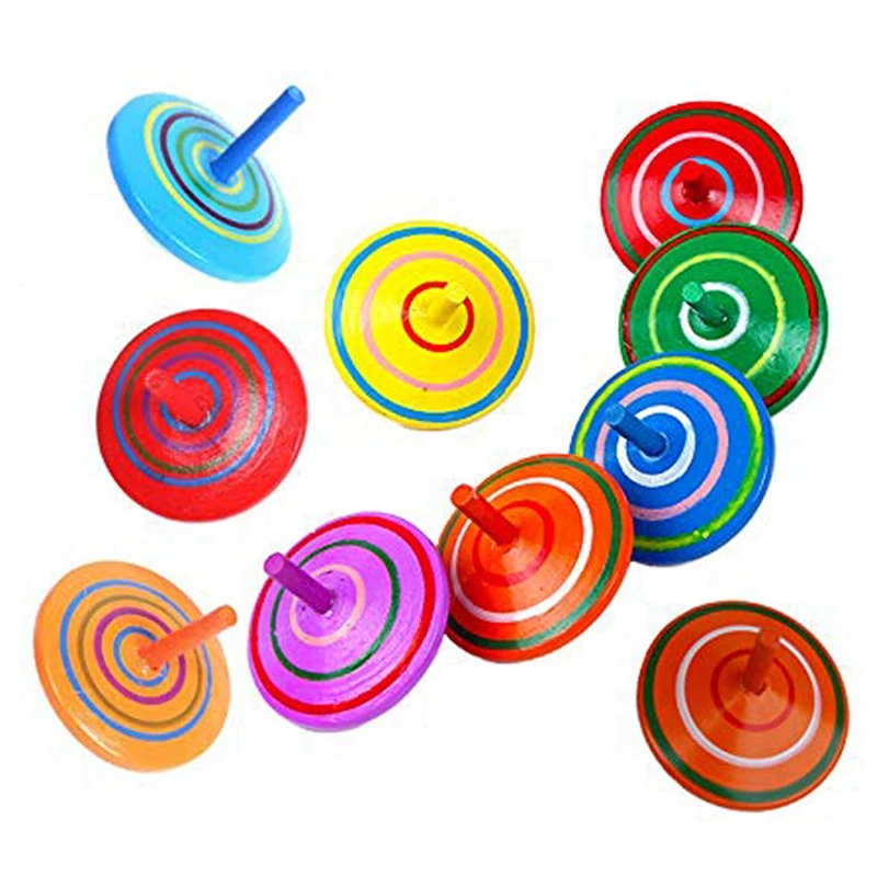 Многоцветный деревянный волчок игрушка ручной работы окрашенные деревянные игрушки идеальный баланс игрушка для рабочего стола, упаковка из 10