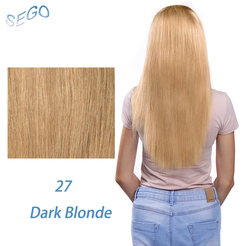 SEGO, 12 дюймов-24 дюйма, 50 г, прямые волосы для наращивания на ленте, не Реми, волосы для наращивания на ленте, человеческие волосы для наращивания на двусторонней ленте - Цвет: #27
