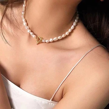 

Handmade Cross Metal Pendant Pearl Charm Beaded Necklace For Women Girls Birthday Natural Pearls Fine Jewellery