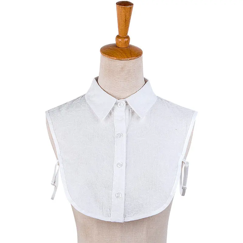 Fake Collar Shirt Элегантный женский шифоновый свитер на пуговицах, рубашка с отворотом, ложные съемные воротники, винтажная кружевная хлопковая блузка из органзы с фальшивым воротником, топы - Цвет: Fake Collar Shirt