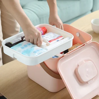 

Housewares Industrial First Aid Box Medication Box Plastic Storage Box PP Medicine Box with Easy to Open Buckle Snap Storage