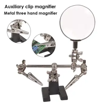 

Durable Lens Auxiliary Clip Clamp Silver Desk Lamp Welding Magnifier Repair Tools 501 Magnifier Bracket Hand Metal Three Hands