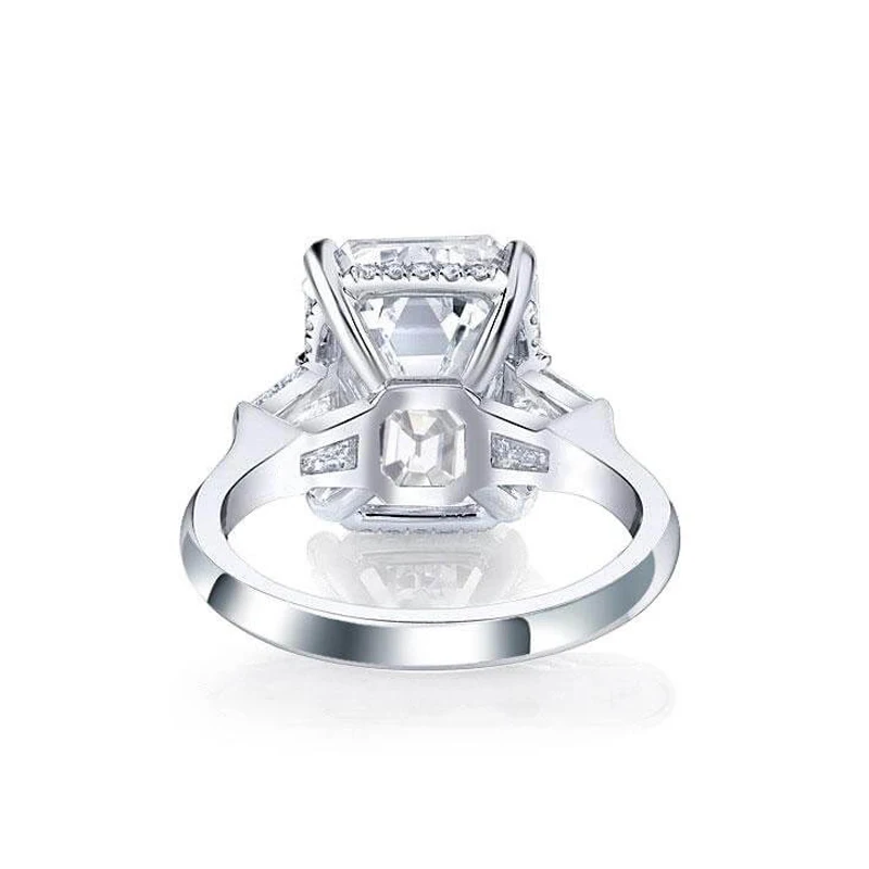 Ladies Jewelry Ring 5 Carat Emerald Moissanite 925 Sterling Silver Wedding Fashion Engagement Rings
