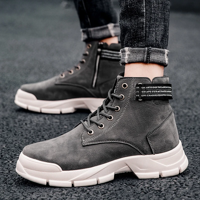 

Boots Men Shoes Outdoor Fashion PU High Top Sneakers Men Casual Shoes Ankle Boots Black Chelsea Boots Zapatos De Hombre