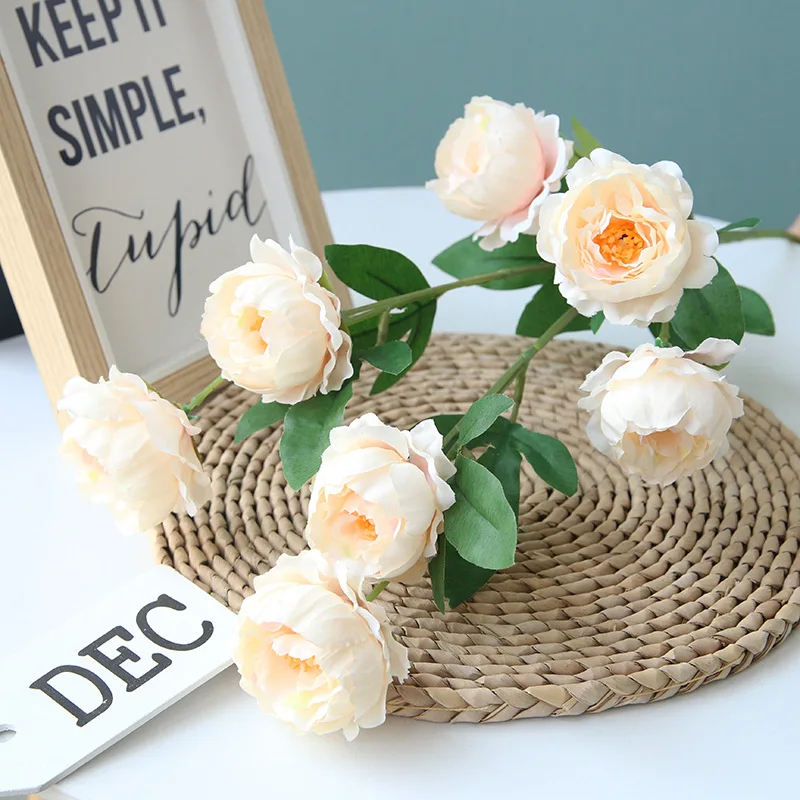 

Off-the-shelf 7 head 7-color exquisite peony high-grade artificial flowers Wedding flower arrangement road lead home decoration