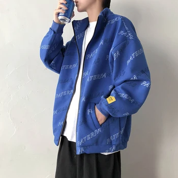 

UYUK Spring Jacket Stand Collar Loose Personality Mannish Print Casual Fashion Fancy Coat Hombre Streetwear Clothes