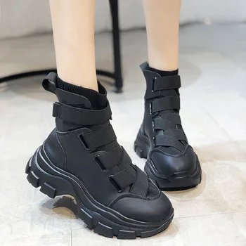 

2019 Autumn new thick-soled women running shoes wild Korean version of the super fire high-top sneakers chaussures femme ZZ-29