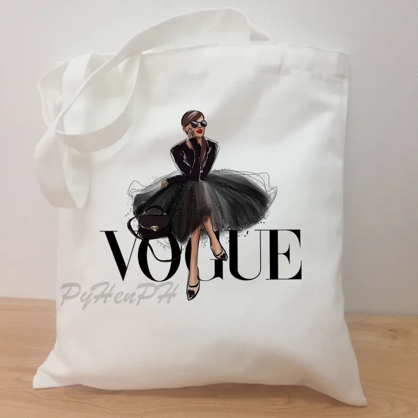Vogue печати Для женщин Холст Большие Ёмкость Винтаж Harajuku Мультфильм Повседневное Наплечная Сумка; трендовая Стиль сумка-мешок Для женщин сумка для покупок