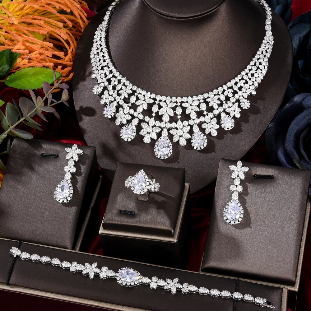 Bridal Gift Nigerian Woman Wedding Jewelry Set Brand Dubai Gold Crystal Necklace