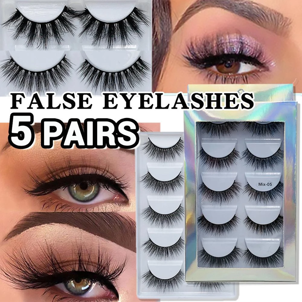5 ペア 6d フェイクミンクまつげナチュラルつけまつげボリュームソフト偽まつげ猫目メイクまつげエクステンションシルクまつげ False Eyelashes Aliexpress