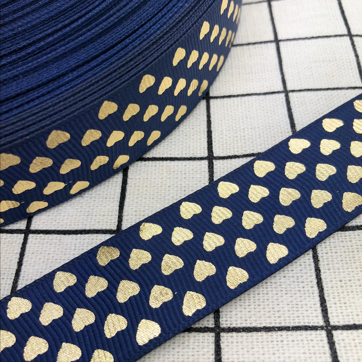 NEW DIY 5 Yards 25mm Gilding Heart-shaped Grosgrain Ribbon Hair Bow Party Sewing