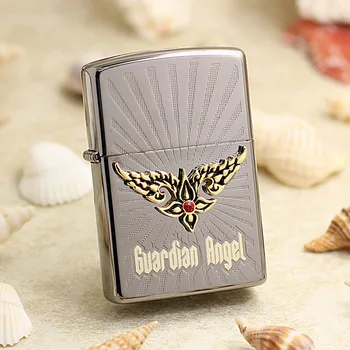 

Genuine Zippo oil lighter copper windproof 3D GUARDIAN Angel cigarette Kerosene lighters Gift With anti-counterfeiting code