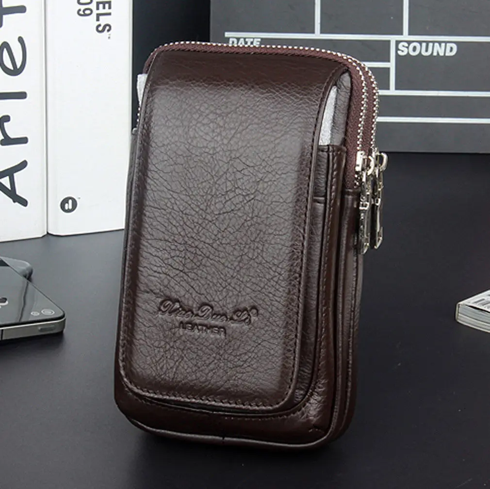 Мужская кожаная поясная сумка для сотового/мобильного телефона, кошелек для монет, карман на ремне, винтажная набедренная сумка, высокое качество