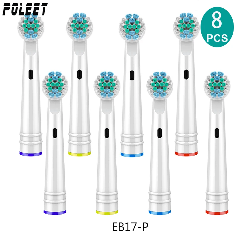 Poleet 8PCS Electric Tooth Brush Head EB17-P for Braun Oral B SB17A SB-17A Soft Bristle Vitality Dual Clean Professional Care | Бытовая