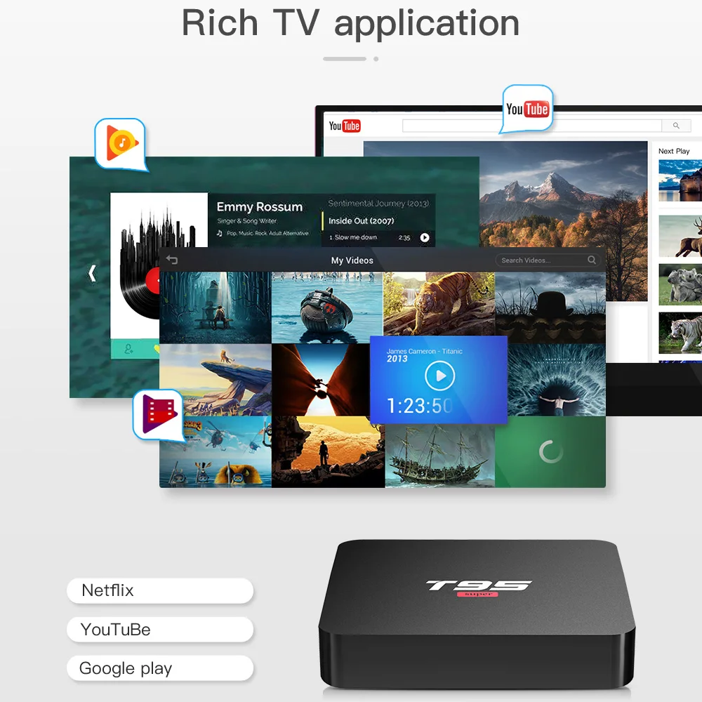 T95 супер Android 10,0 Smart Tv Box Allwinner H3 четырехъядерный 2G 16G USB Wifi 4K медиаплеер Поддержка Netflix Youtube Google Play