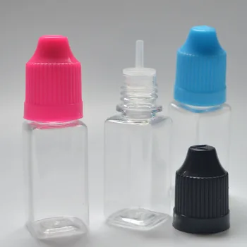 

5pcs Clear PET Square 10ml Plastic Bottle With Childproof Cap For Eye Dropper E Liquid Empty Hard Bottle