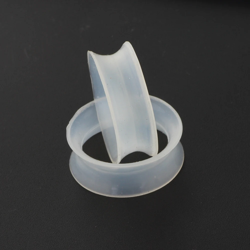 JUNLOWPY Black Clear White Silicone Hollow Flesh Tunnel Ear Plug Double Flared Earring Lobe Stretcher Gauges Piercing 100/200pcs