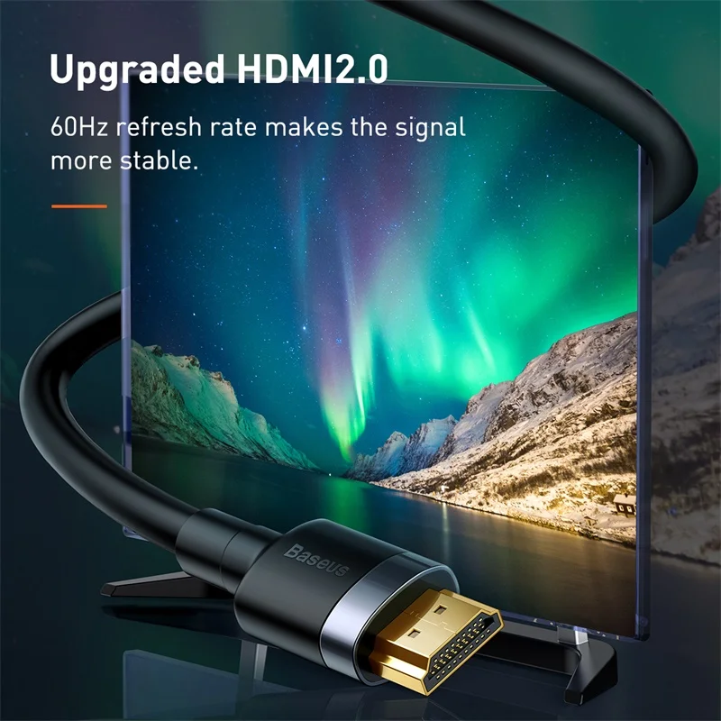 Baseus HDMI Cable 4K HDMI Male to HDMI 2.0 Cable Cord For PS4 Apple TV 4K Splitter Switch Box Extender 60Hz Video Cable HDMI 5M