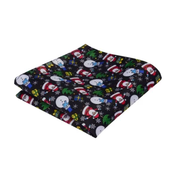 

Ricnais Silk 25cm*25cm Handkerchief Yellow Red Chirstmas Tree Snowman Print Pocket Square For Men Coustomer Hanky Chirstmas Gift