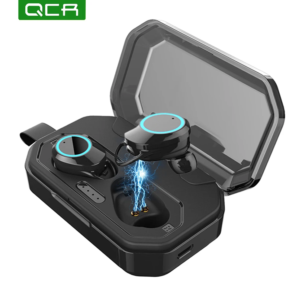 

QCR TWS Wireless Headphones Bluetooth 5.0 Earphones IPX7 Waterproof Headset Fingerprint Touch Earphone 3000 mAh Charging Box