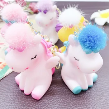 

Fantasy unicorn keychains Rainbow Animal Unicorn Key chain creative lovely fantasy pony pendant Women Car Bag Decoration