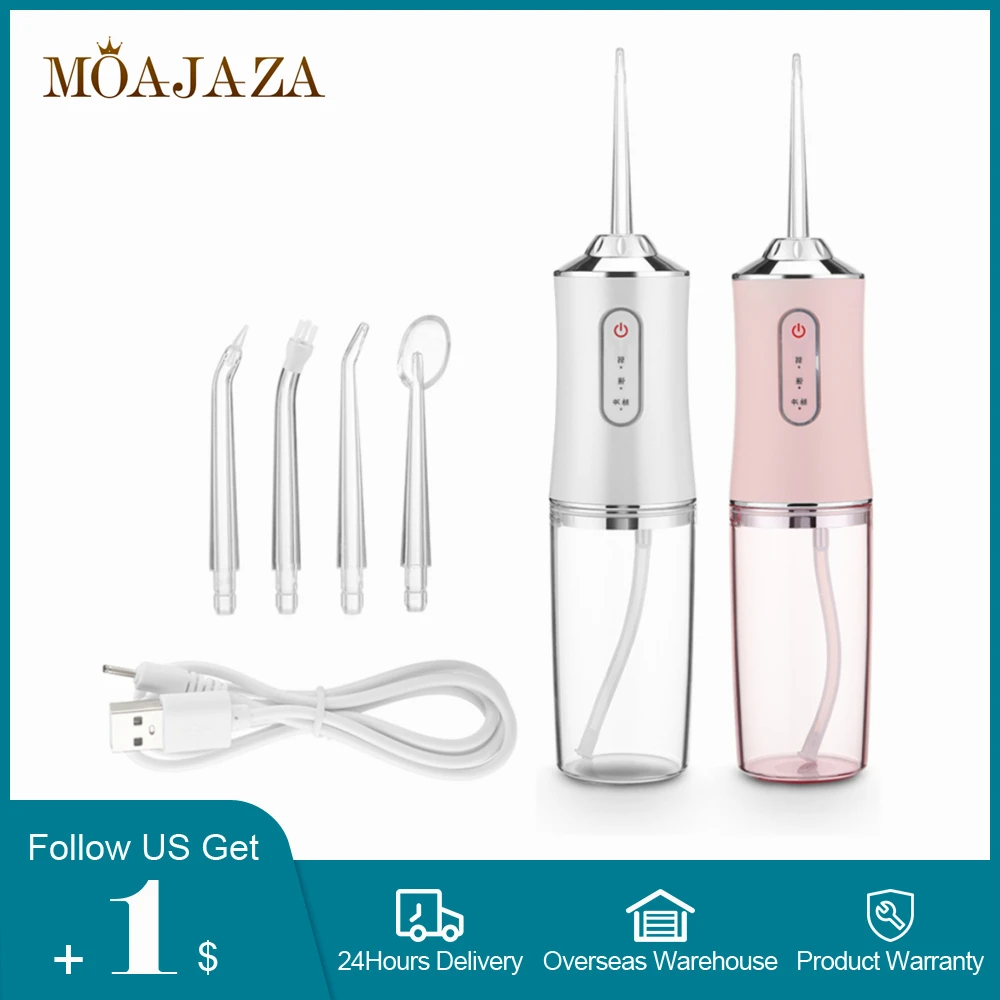 Oral Irrigator Dental Water Flosser 220ML 4 Nozzle Tartar Remover Teeth Whitening Cleaner USB Rechargeable oral irrigator dental cleaner water flosser