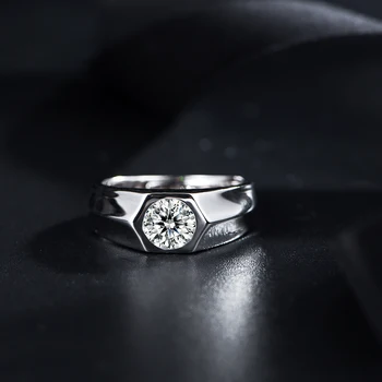 

New Delicate 1.0ct Moissanite S925 Sterling Silver Wedding Engagement Rings Bands for Men Male Upscale Fancy Anniversary Jewelry