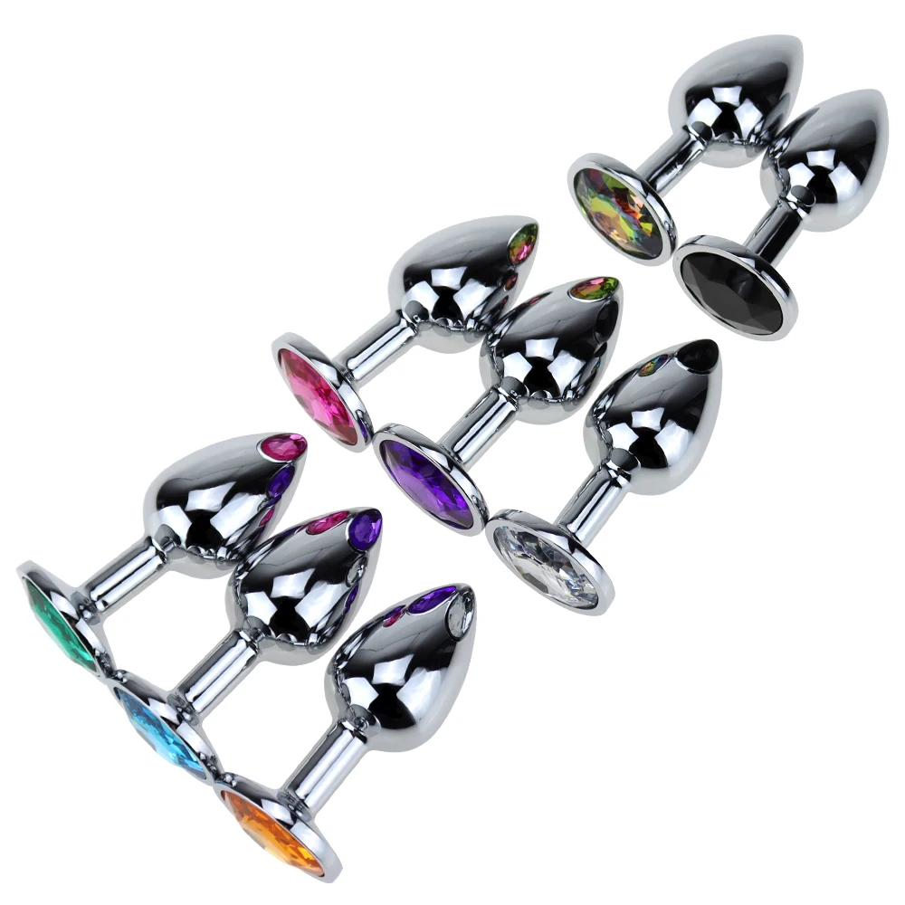 Metal Plugs + Crystal Jewelry 7 Colors Small Anal Sex Toys For Women & Men Mini Round Shaped Stainless Dildo Intimate_voghion.com