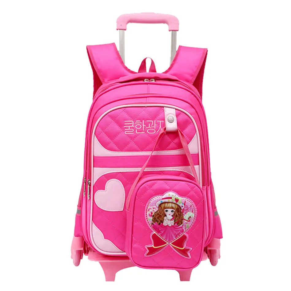 

Brand Trolley School Backpack For Children Wheeled Luggage Bags For grils Kids Wheel Schoolbag Student Detachable Backpacks