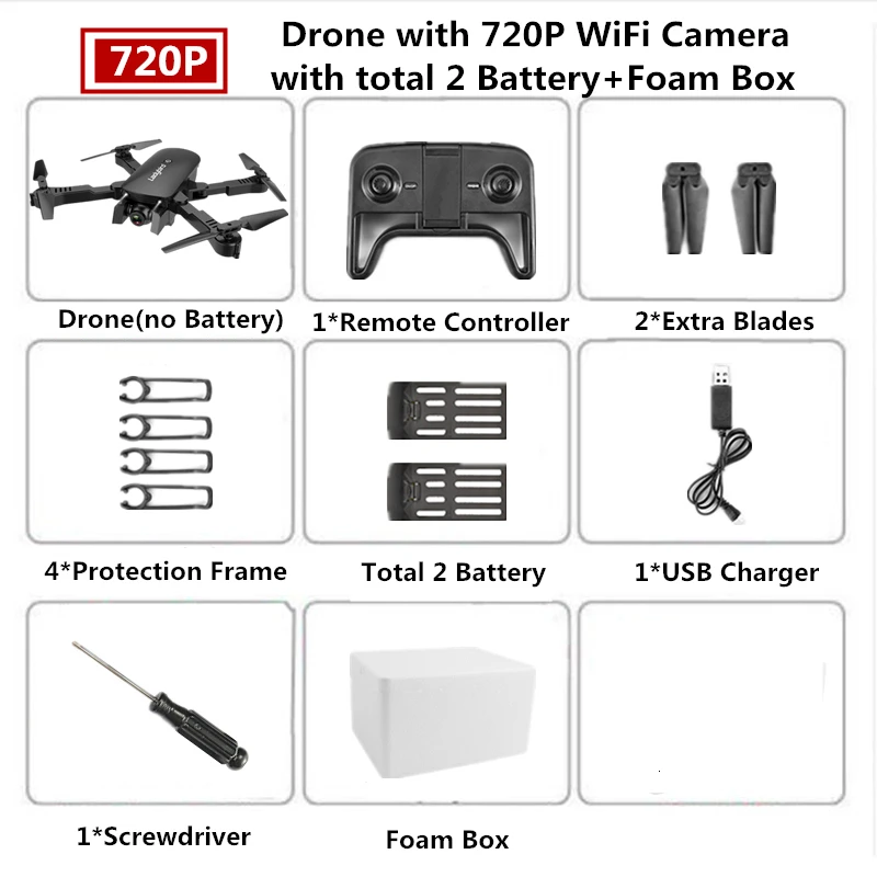 B2 720P Foam Box Радиоуправляемый Дрон 4K HD Двойная камера Квадрокоптер оптический поток Следуйте фиксированной высоты удержания дистанционного управления Вертолет игрушка лучший подарок VS SG906 F11 - Цвет: B2 720P Foam Box